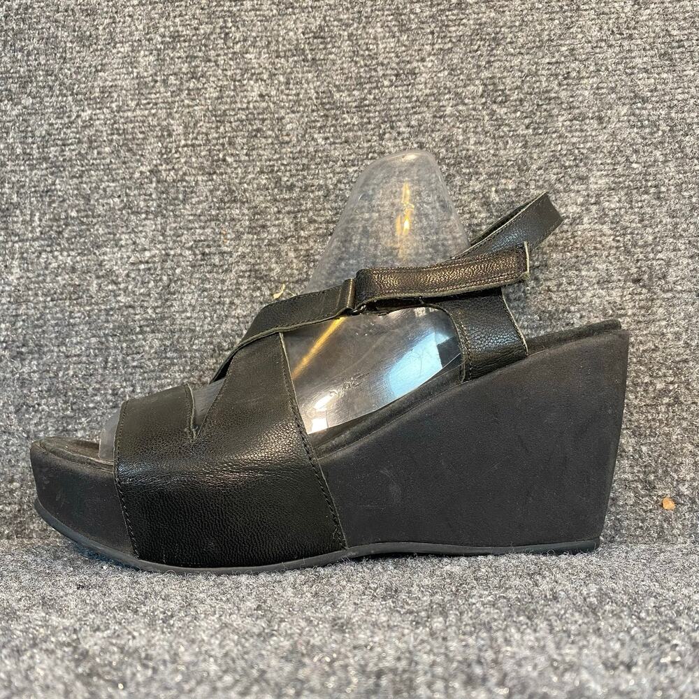 Antelope Platform Wedge Sandals Womens EU 40 US 9.5 Black Leather Strappy Shoes
